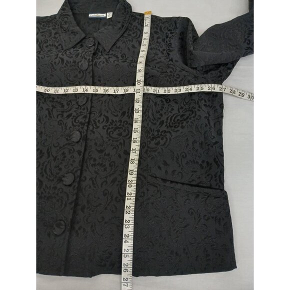 Croft & Barrow Black Jacquard Button-Up Jacket 2X Cotton & Polyester - Picture 5 of 6